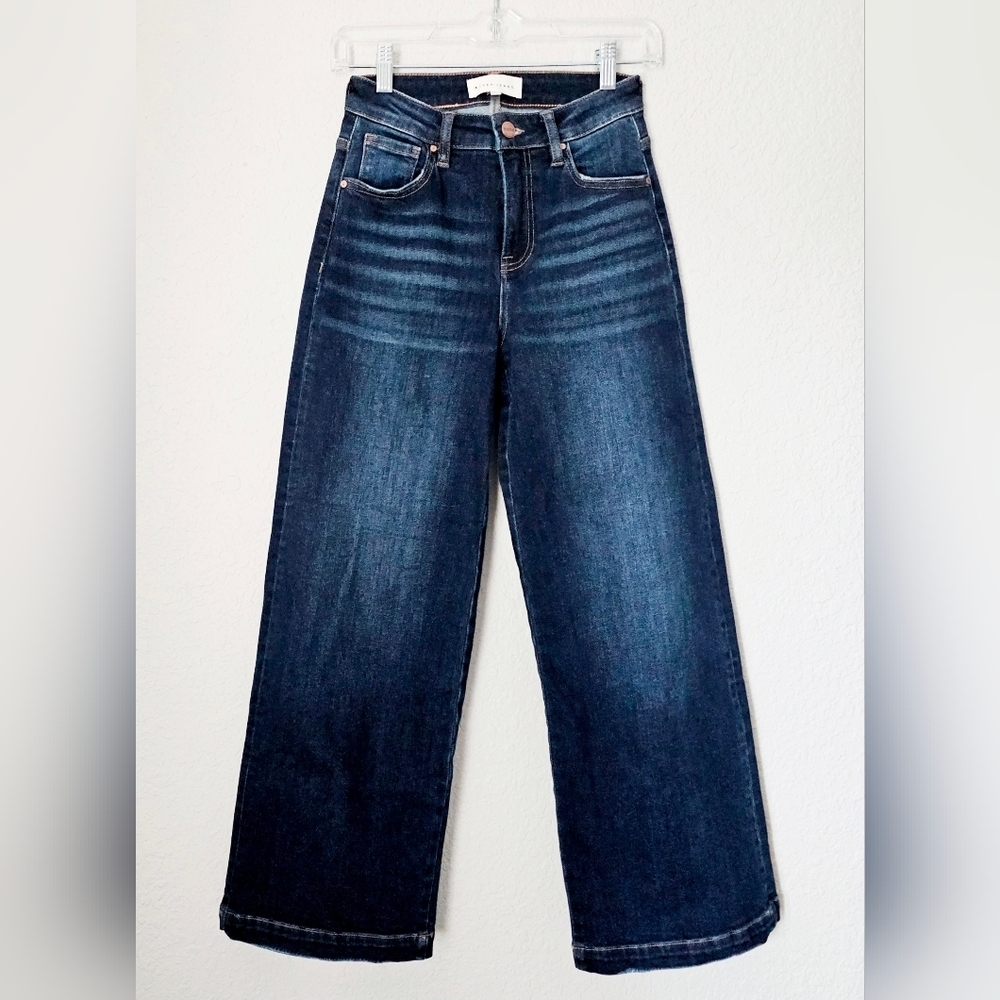 Risen HR Dark Wash Classic Wide Leg Cropped Denim Jeans Office Various NEW - Picture 7 of 16
